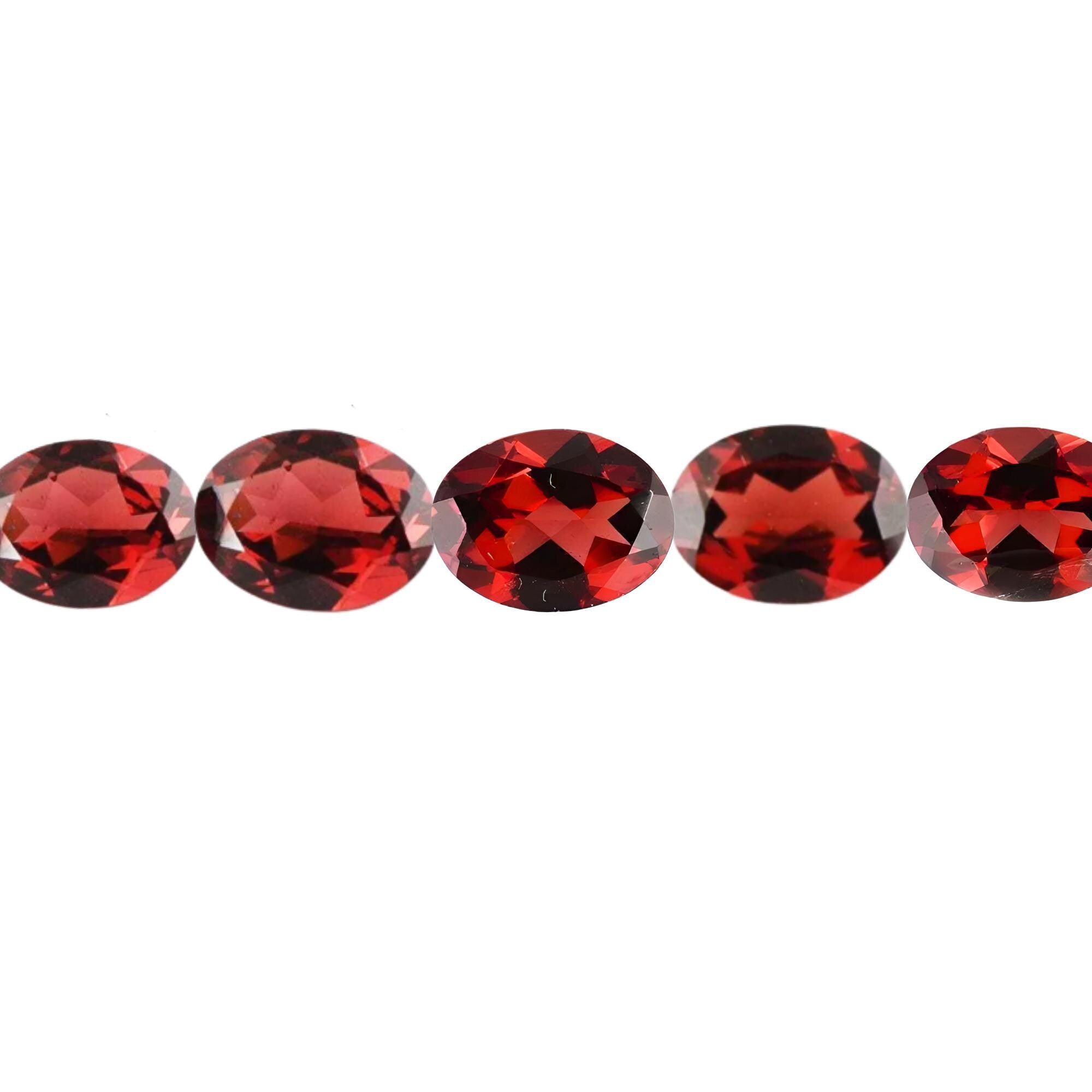 Natural Red Garnet Gemstone: 8*6mm Faceted Oval Cut, Loose Stones (5 PCS Lot)