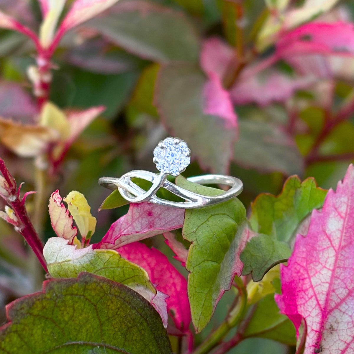 925 Sterling Silver CZ Infinity Ring - Dainty Swirl Band Sparkling Solitaire, Romantic Promise Ring, Everyday Stacking Jewelry Gift for Her