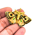 Gold Plated Butterfly Pendant – Sterling Silver Meenakari Enamel Necklace