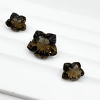 Smoky Quartz Gemstone Pair – Flower Cut, Deep Brown Matched Stones