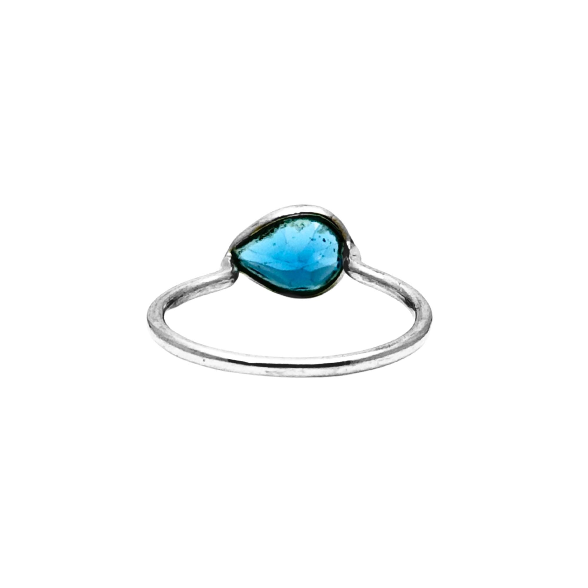 Blue Topaz Pear Ring – 925 Sterling Silver, Faceted Gemstone Solitaire, Handmade December Birthstone Gift