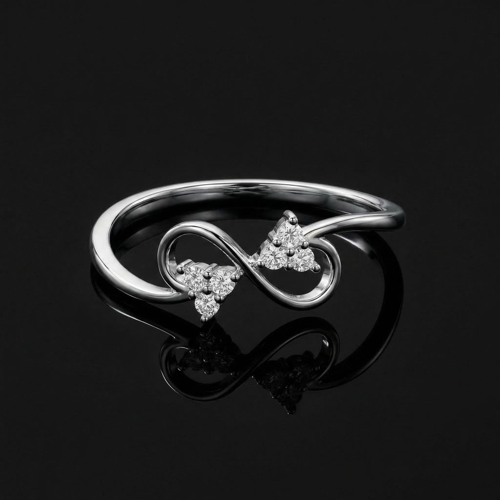 Sterling Silver Infinity Ring – Triangle CZ Accents, Geometric Promise Band