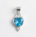 Blue Topaz Inverted Heart Pendant – Sterling Silver Sky Blue Gemstone Necklace