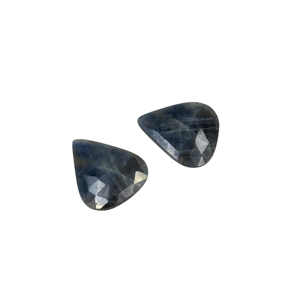 Rose Cut Sapphire Gemstone Slices: Natural Untreated Pair for Jewelry