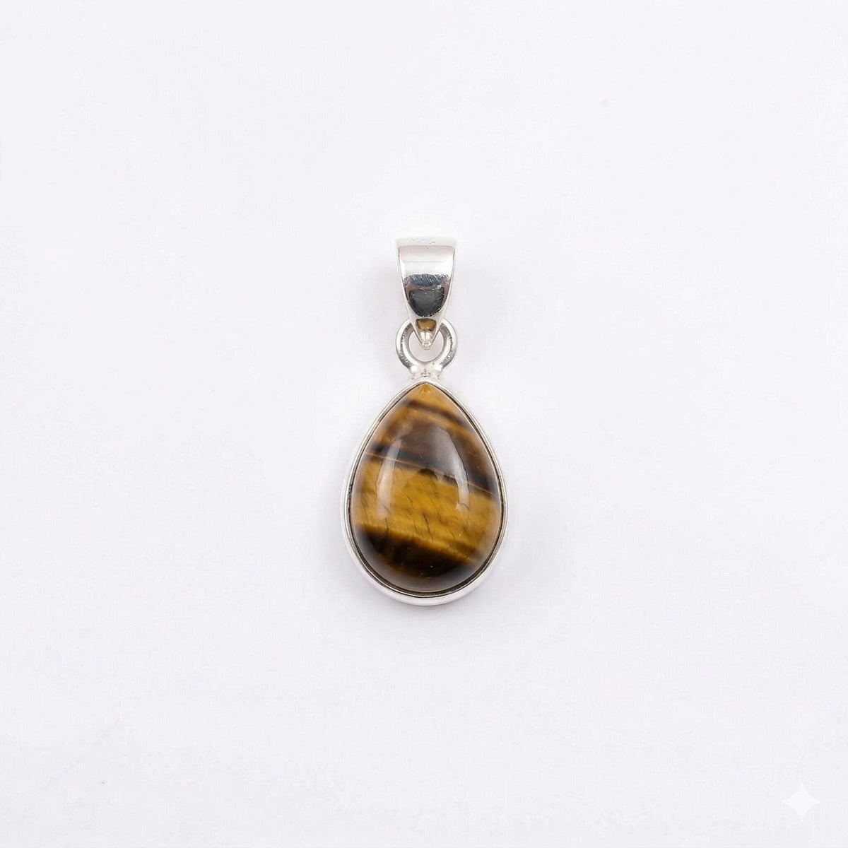 Tiger Eye Pendant: 925 Sterling Silver, Golden Brown Gemstone