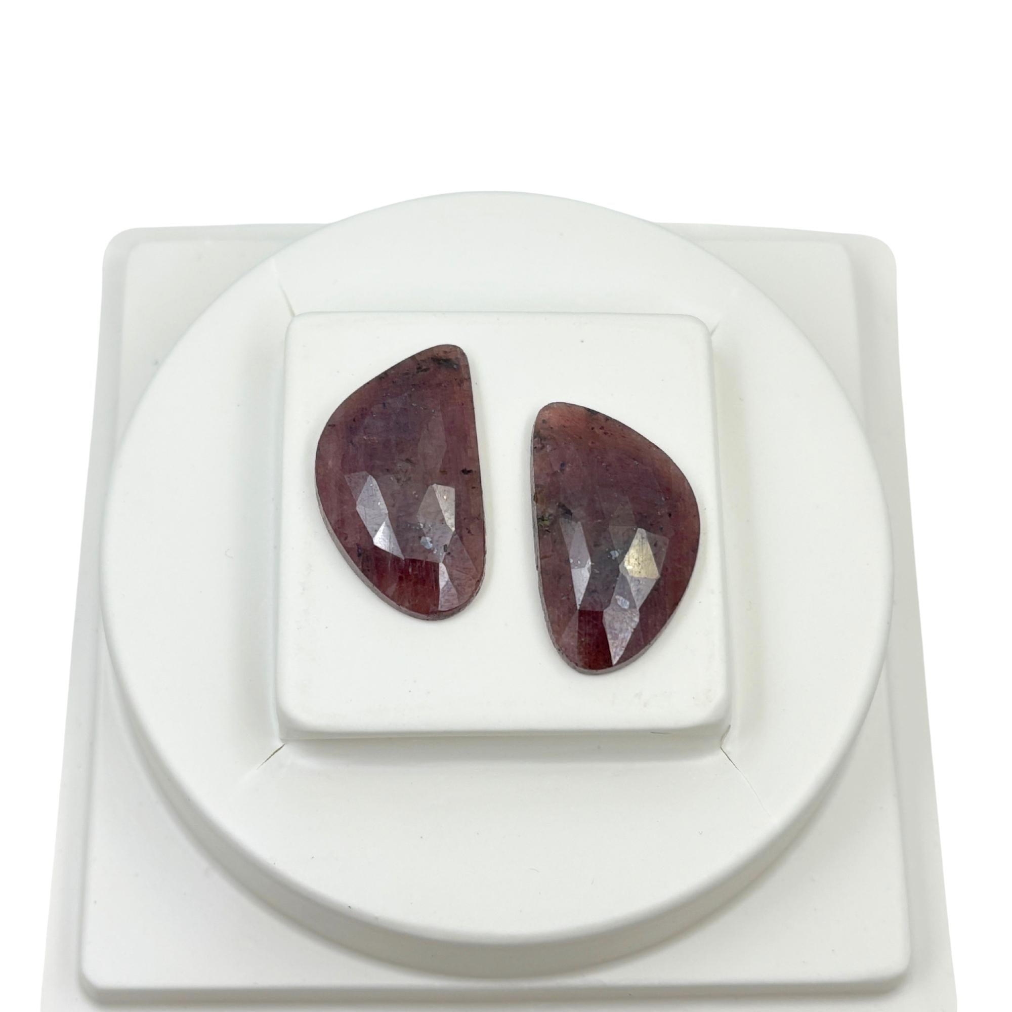 Rose Cut Sapphire Slices: Natural Untreated Gemstone Pair