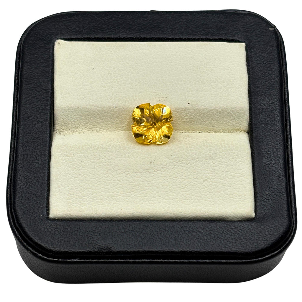 Natural Citrine Gemstone Pair, Flower Cut, Faceted Golden Yellow Loose Stones