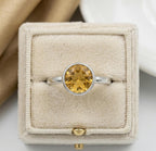Citrine Ring: Minimalist Sterling Silver Gemstone - November Birthstone