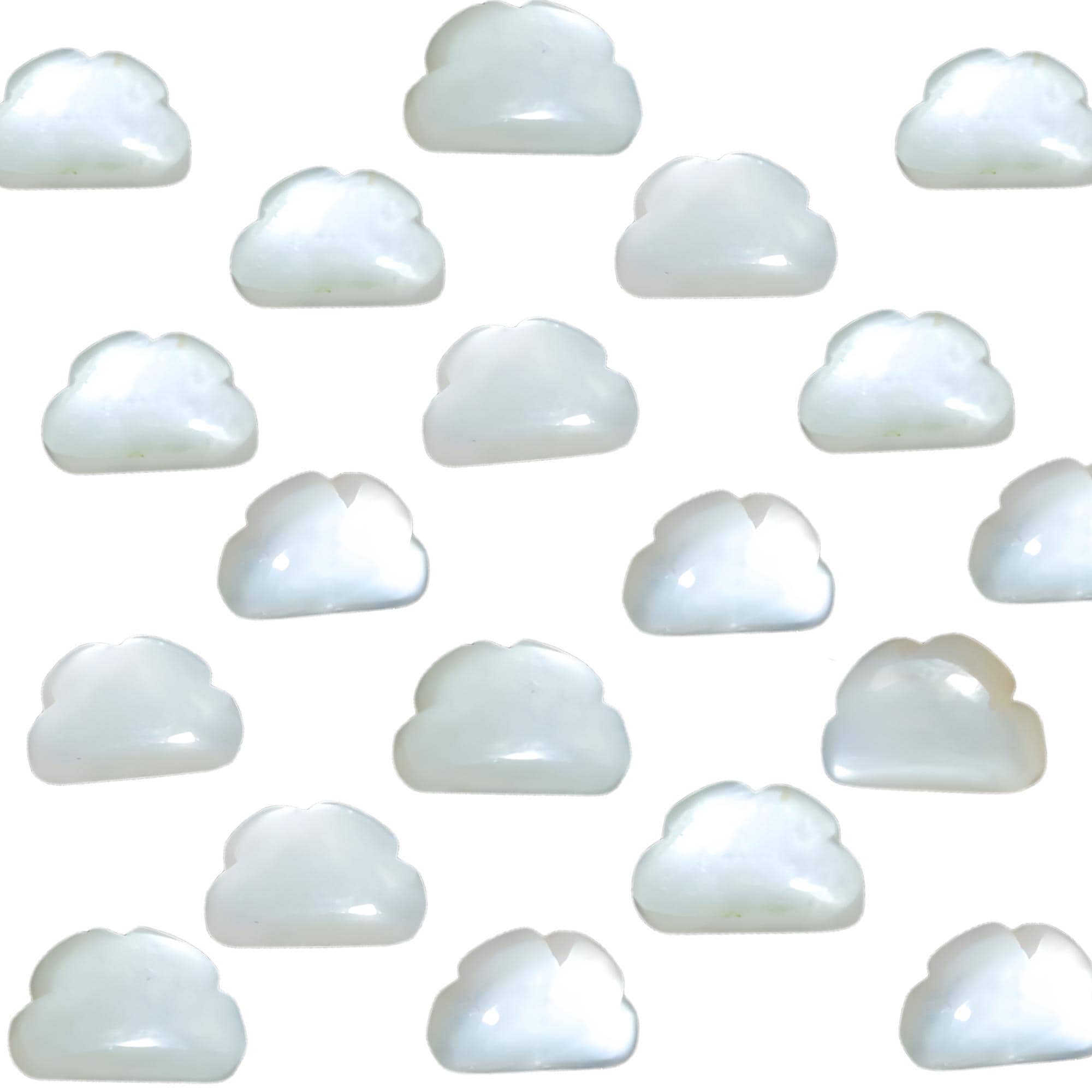 White Moonstone Cloud Charms, Carved Briolettes, Gemstone Beads
