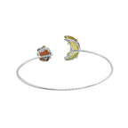 Lemon Topaz Sunstone Moon Star Bracelet | Sterling Silver Celestial Cuff Bangle