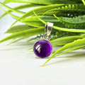 Amethyst Cabochon Pendant in 925 Sterling Silver – Round Purple February Birthstone Necklace, Minimalist Gemstone Jewelry Gift for Her