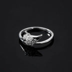 Sterling Silver Cat Ear Ring with CZ • Whimsical Stacking Band
