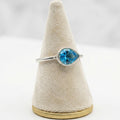 Blue Topaz Pear Ring – 925 Sterling Silver, Faceted Gemstone Solitaire, Handmade December Birthstone Gift