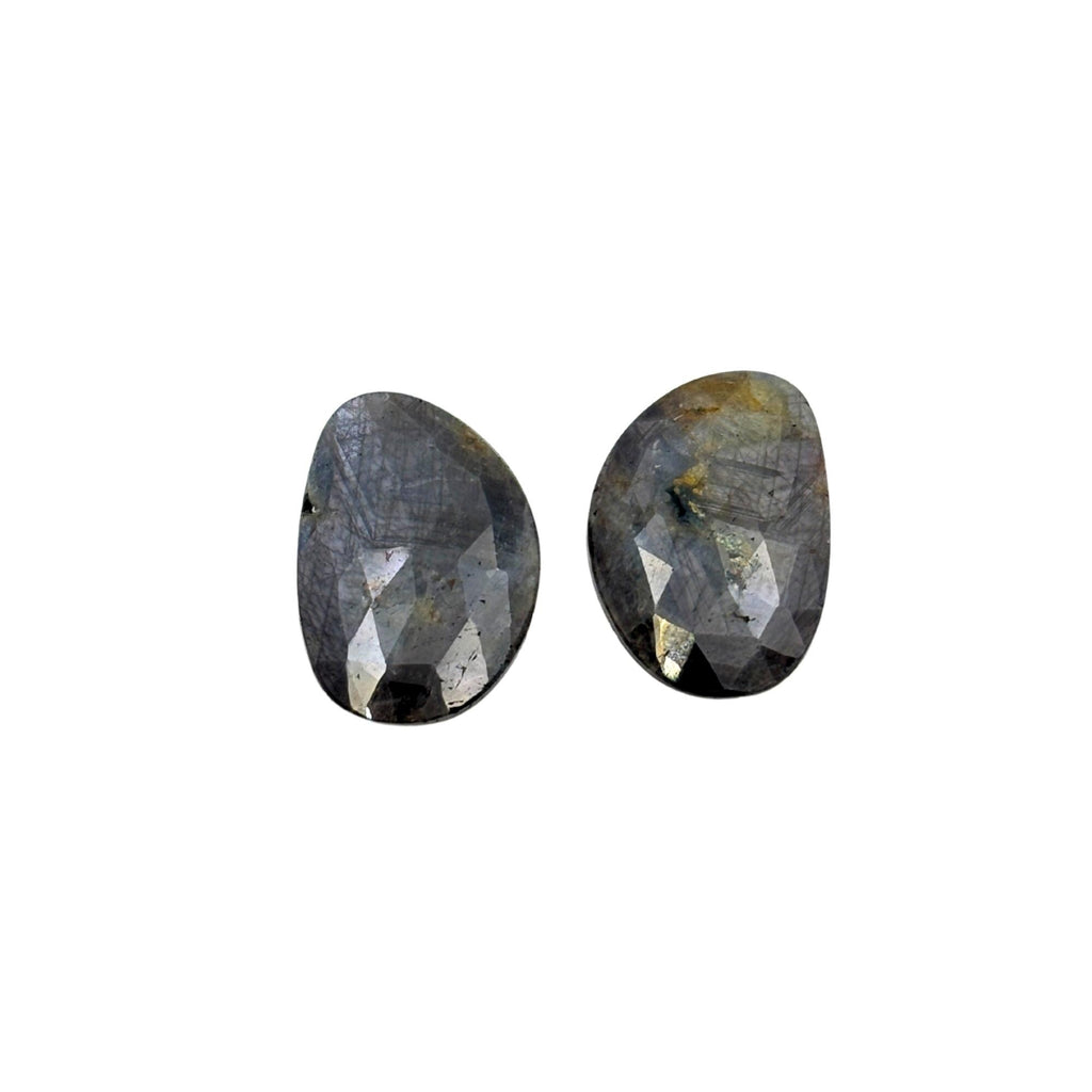 Untreated Sapphire Gemstone Pair: Rose Cut Slices for Jewelry