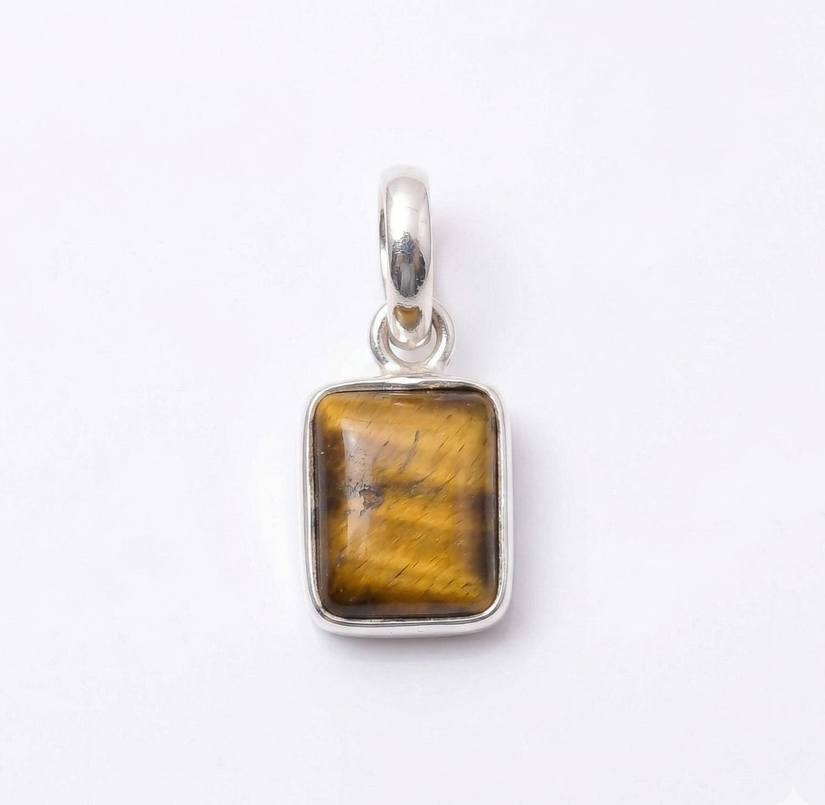 Tiger Eye Pendant: 925 Sterling Silver, Natural Gemstone Protection Necklace