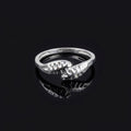Sterling Silver Textured Wave Ring, Embossed Curved Band, Minimalist Stacker Jewelry