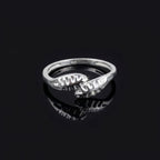 Sterling Silver Textured Wave Ring, Embossed Curved Band, Minimalist Stacker Jewelry