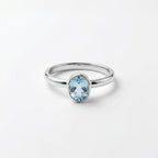 Blue Topaz Oval Ring: Sterling Silver December Birthstone