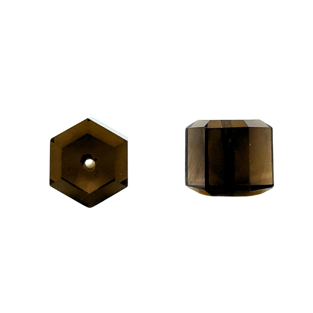 Smoky Quartz Beads: 10mm Faceted Cube, DIY Jewelry (2 Pcs)