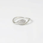 Sterling Silver CZ Teardrop Ring, Pear Pavé Bypass Band, Dainty Stacker Jewelry