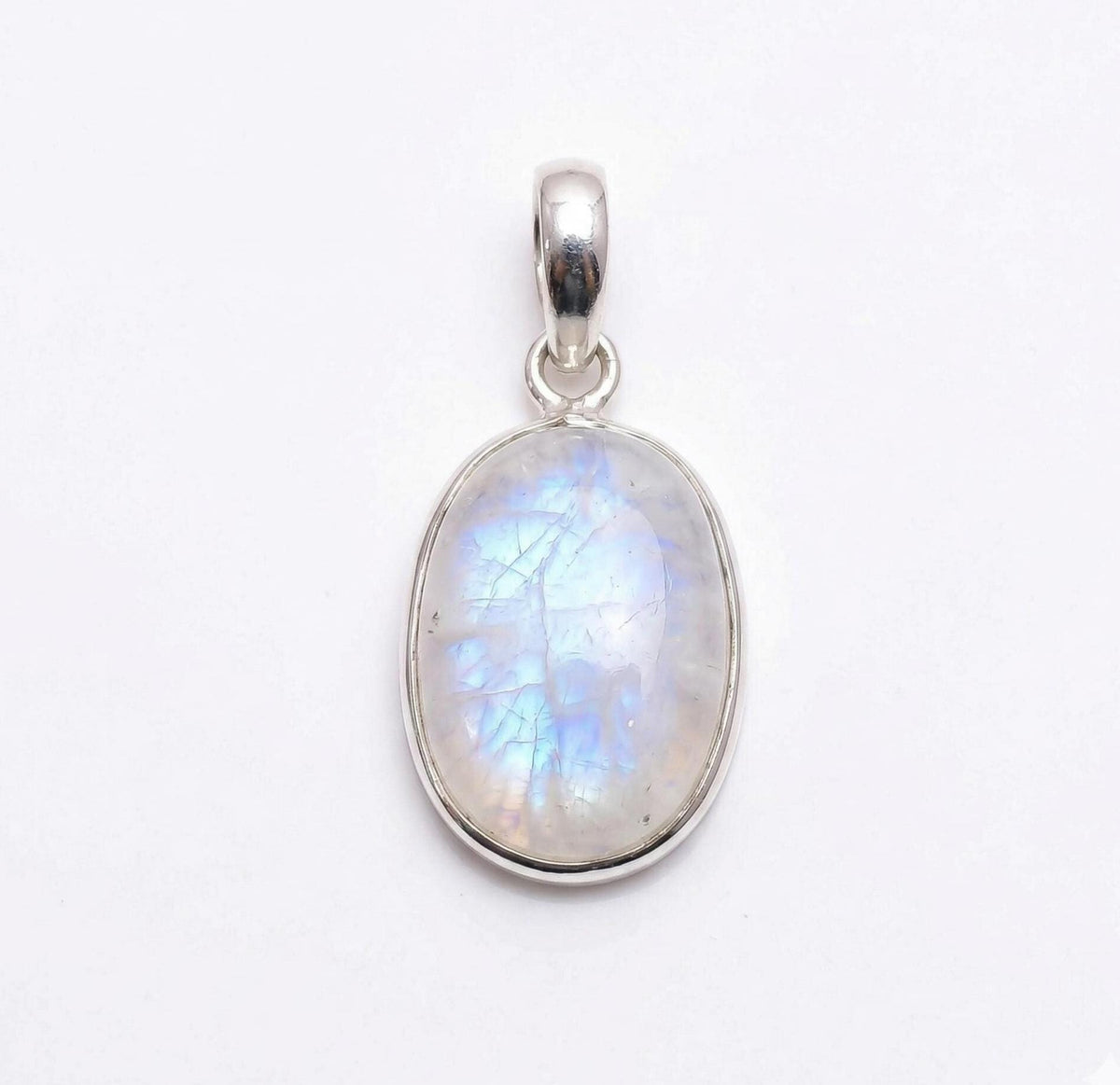 Oval Moonstone Pendant – Sterling Silver Boho Gemstone Necklace