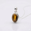 Tiger Eye Pendant Necklace, 925 Sterling Silver Golden Brown Crystal Necklace, Healing Gemstone Jewellery Gift for Her