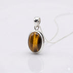 Tiger Eye Pendant Necklace, 925 Sterling Silver Golden Brown Crystal Necklace, Healing Gemstone Jewellery Gift for Her