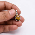 Tiger Eye Pendant Necklace: 925 Sterling Silver, Golden Brown Crystal