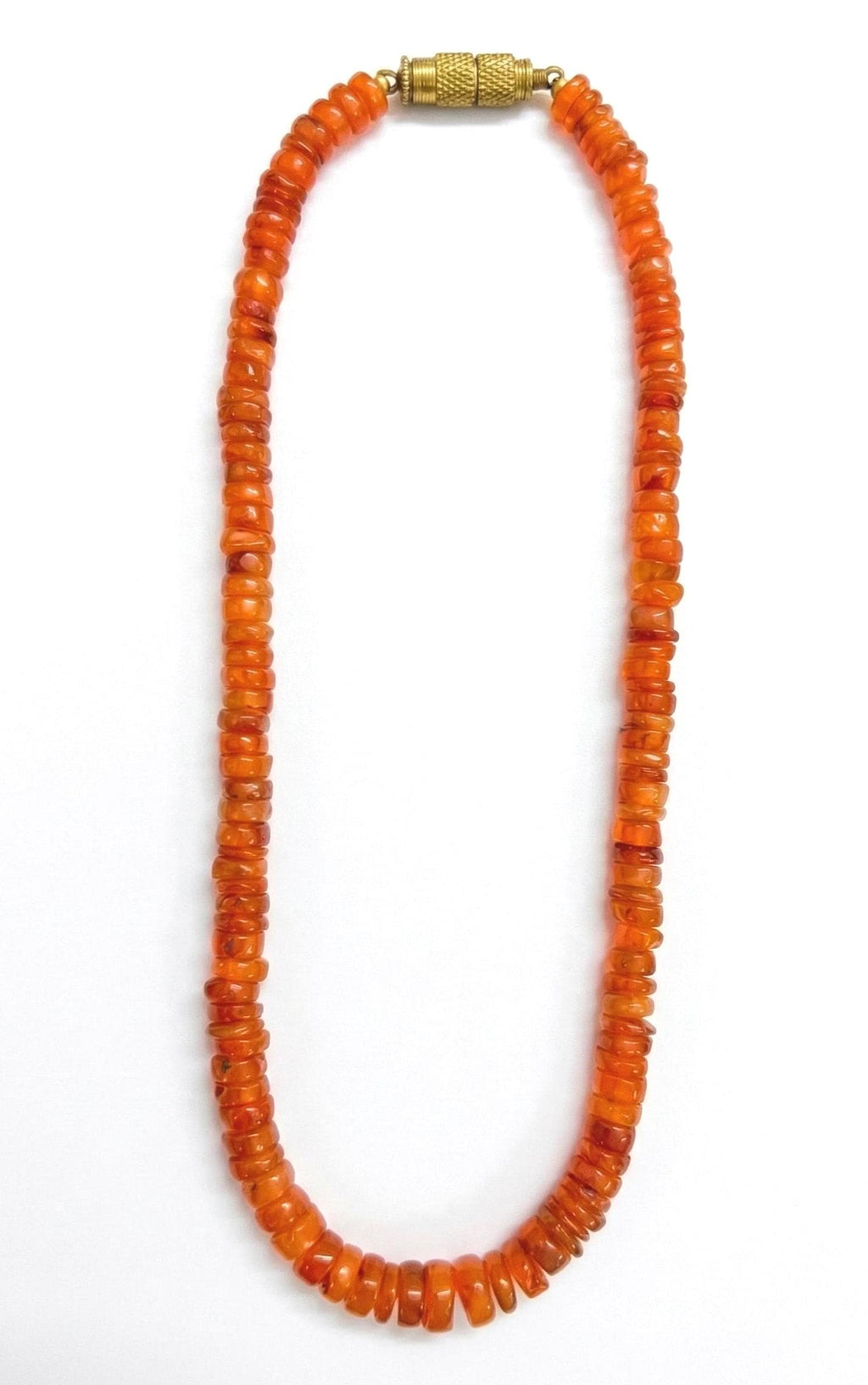 Natural Carnelian Rondelle Necklace, 6-8mm Smooth Orange Beads, 40cm Gemstone Necklace, Handmade Jewelry Gift for Her