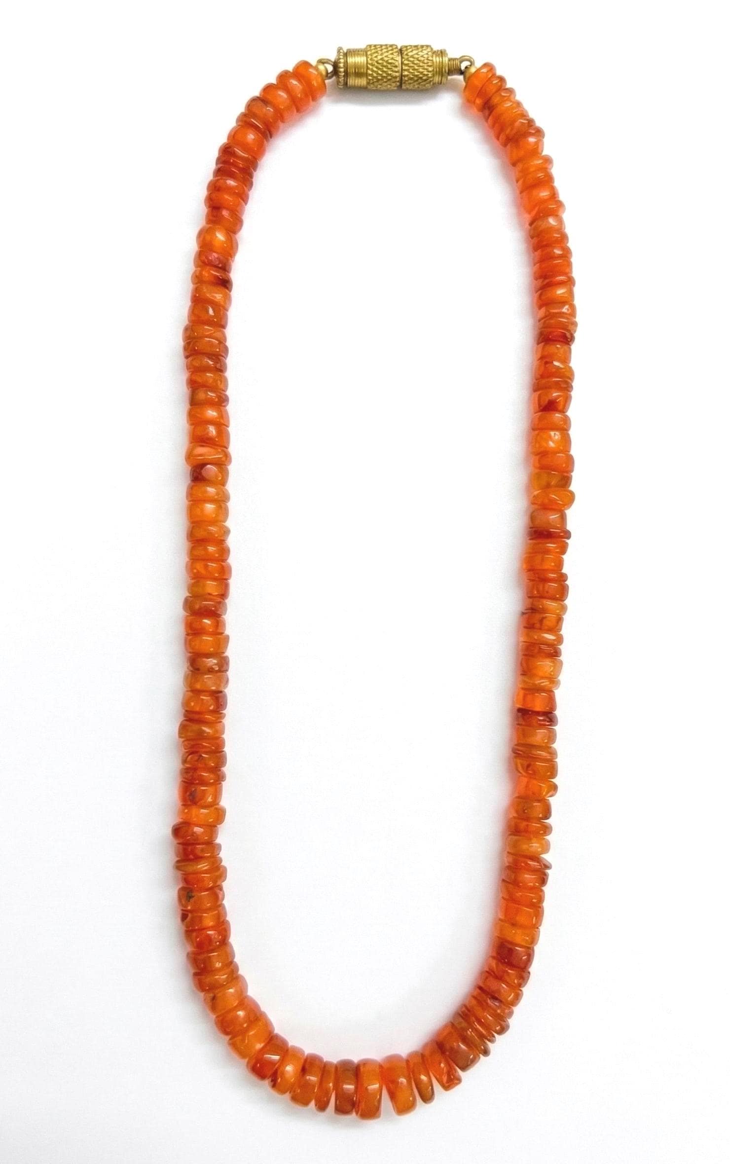 Natural Carnelian Rondelle Necklace, 6-8mm Smooth Orange Beads, 40cm Gemstone Necklace, Handmade Jewelry Gift for Her
