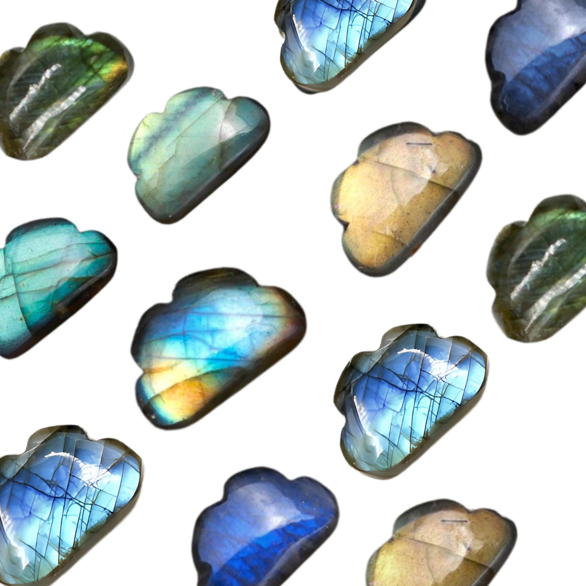 AAA Labradorite Cloud Charms, Carved Gemstone Beads, 11mm