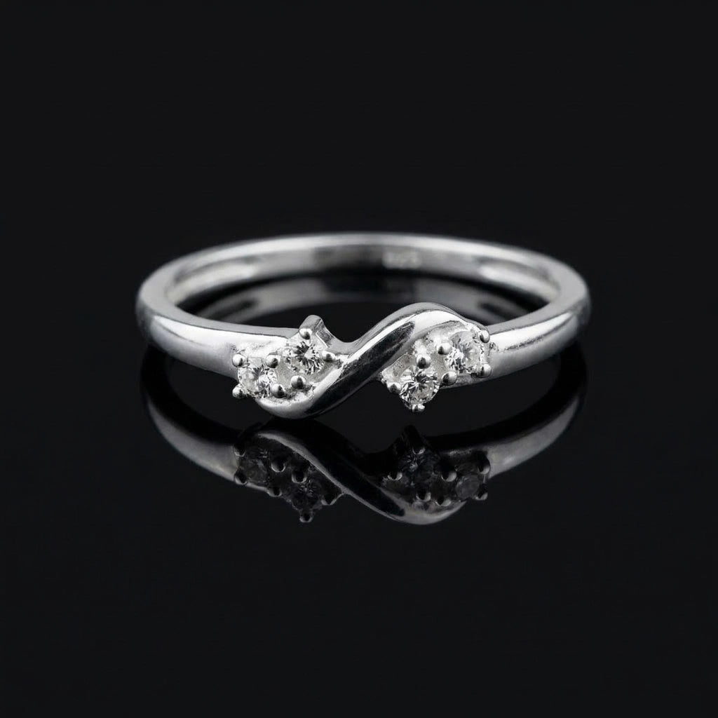 925 Sterling Silver Infinity Ring with CZ Diamonds – Dainty Stackable Band