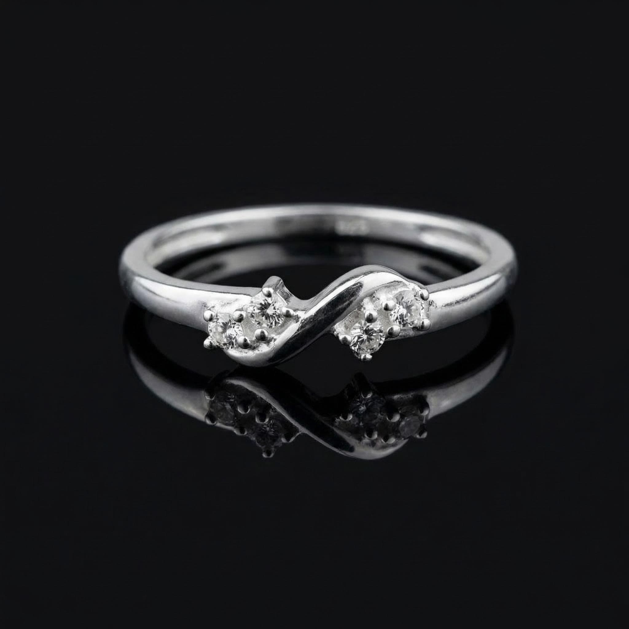 925 Sterling Silver Infinity Ring with CZ Diamonds – Dainty Stackable Band