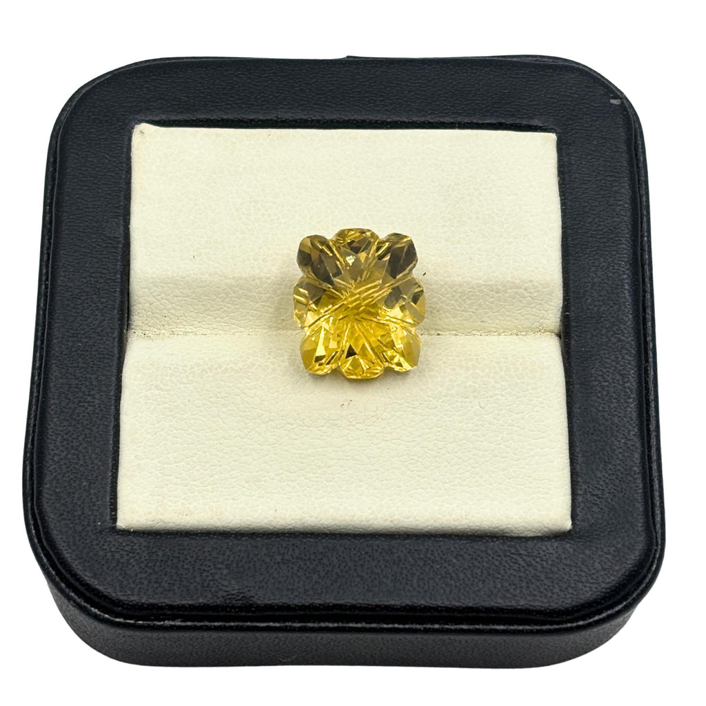 Carved Lemon Quartz Flower Gemstone – Faceted Yellow Quartz for Jewelry