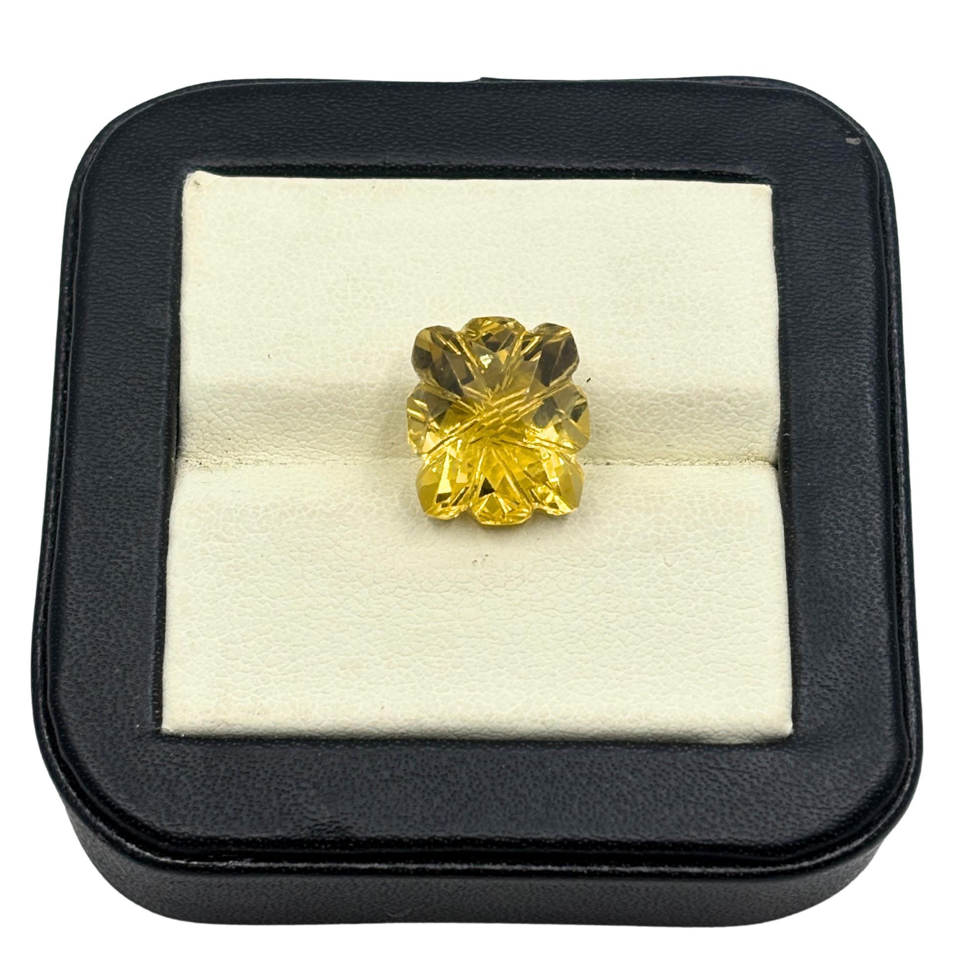 Carved Lemon Quartz Flower Gemstone – Faceted Yellow Quartz for Jewelry