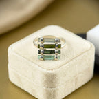Raw Green Tourmaline Bar Ring: Sterling Silver October Birthstone