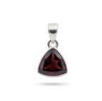 Trillion Cut Garnet Sterling Silver Pendant – January Birthstone, Minimalist Red Necklace Charm
