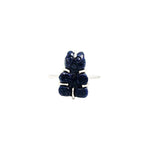 Sterling Silver Black Sunstone Teddy Bear Ring: Hand Carved Gemstone