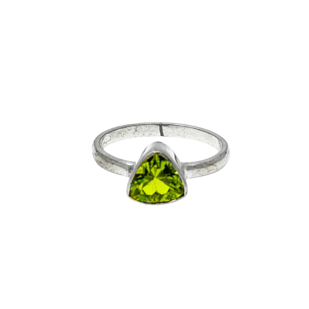Peridot Trillion Ring: Sterling Silver Green Gemstone - August Birthstone