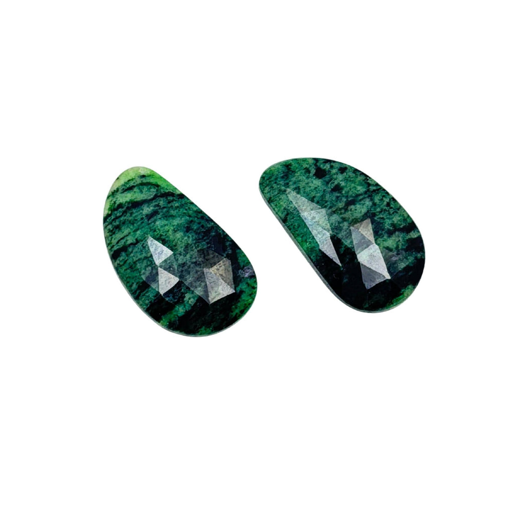 Rose Cut Sapphire Slices: Natural Untreated Gemstone Pair for Jewelry