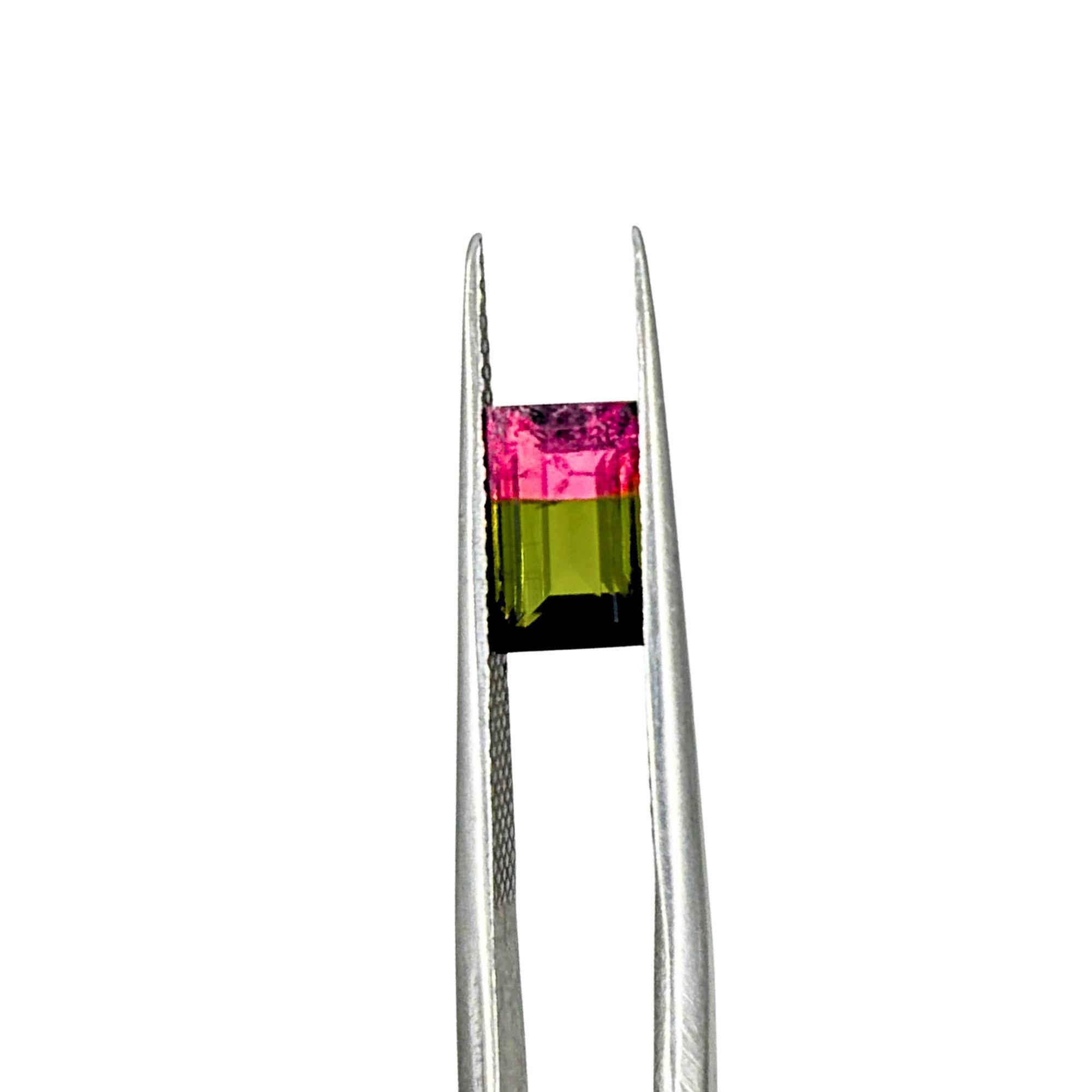 Natural Vivid Bi Color Tourmaline 1.33 ct – Baguette Faceted Cut, Loose gemstone, Jewelry making