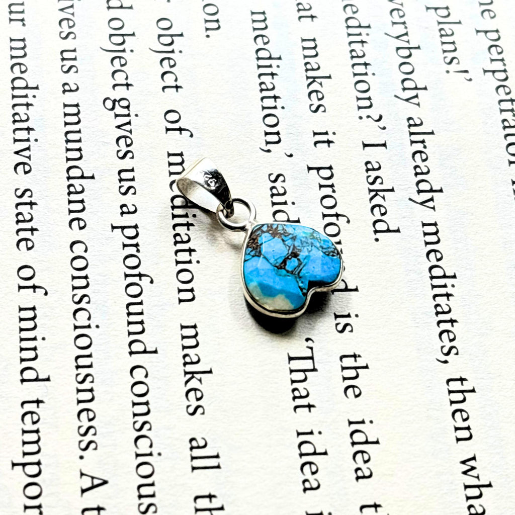Turquoise Heart Pendant in 925 Sterling Silver – Dainty Blue Gemstone Necklace Charm, Boho Minimalist Jewelry Gift for Her