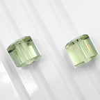 Green Amethyst Beads Pair, Faceted Cube Gemstone, 10mm
