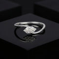 Silver CZ Cluster Ring, Diamond Shape, Minimalist Engagement Band