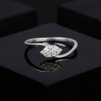 Silver CZ Cluster Ring, Diamond Shape, Minimalist Engagement Band