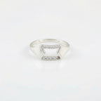 Sterling Silver CZ Arrow Ring, Geometric Chevron Pavé Band, Modern Stacker Jewelry