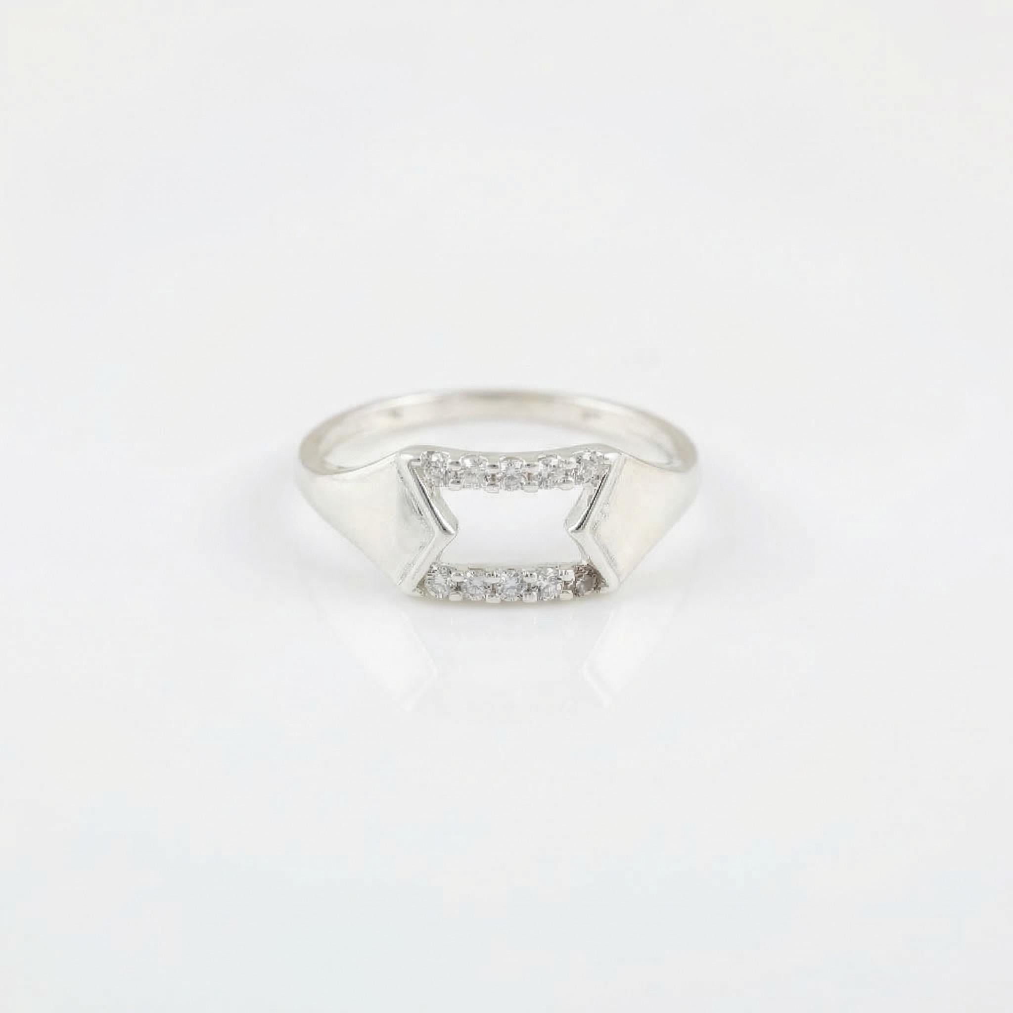 Sterling Silver CZ Arrow Ring, Geometric Chevron Pavé Band, Modern Stacker Jewelry