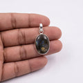 Labradorite Oval Pendant: Sterling Silver Celestial Necklace