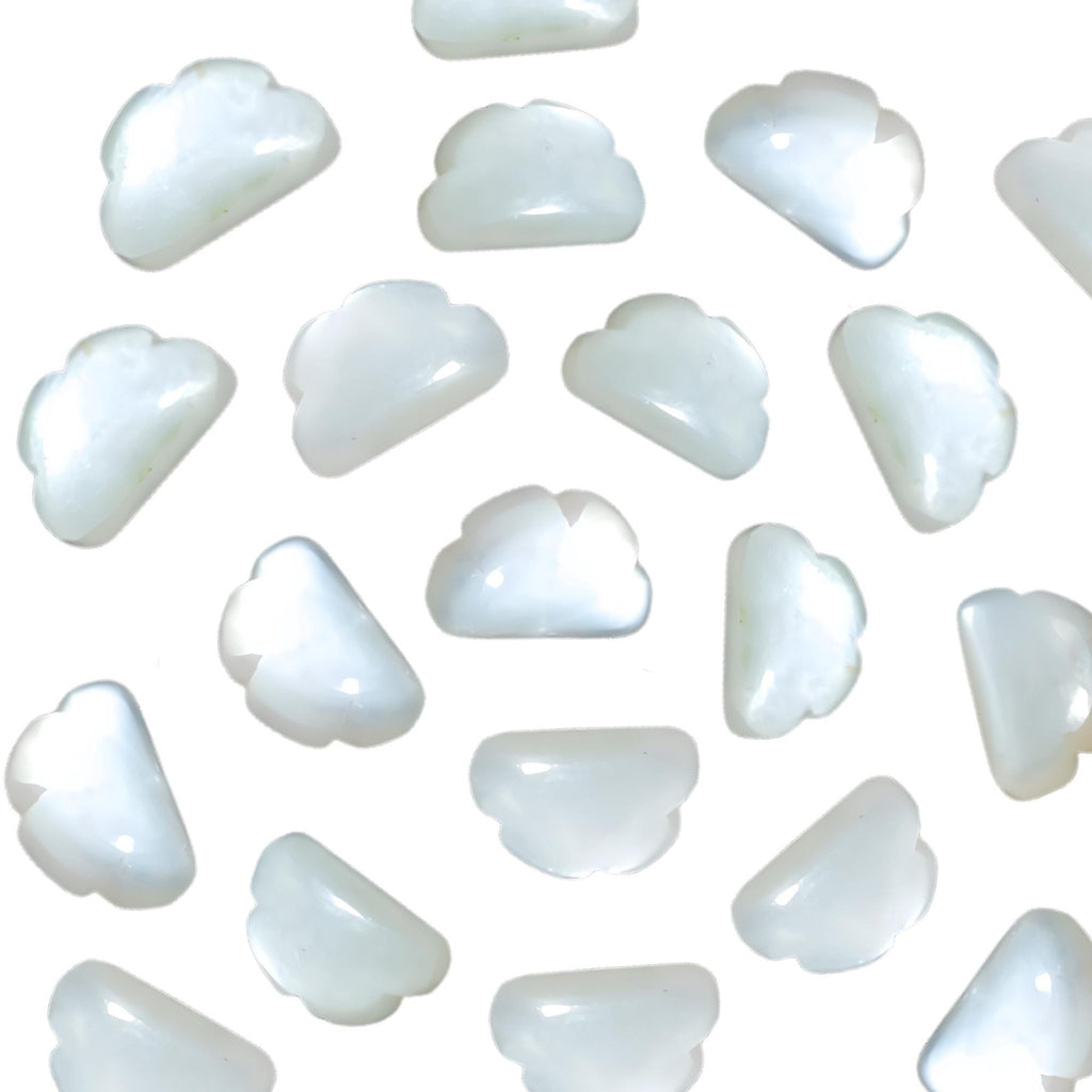White Moonstone Cloud Charms, Carved Briolettes, Gemstone Beads