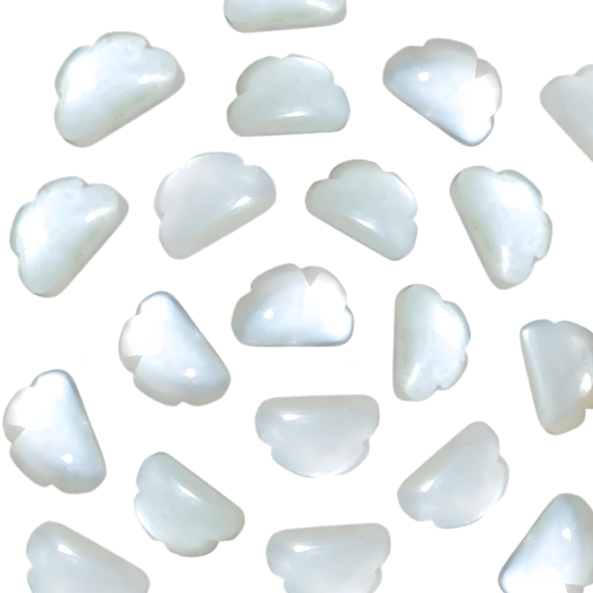 White Moonstone Cloud Charms, Carved Briolettes, Gemstone Beads